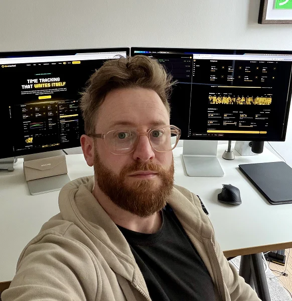 Matt Thorne at his desk