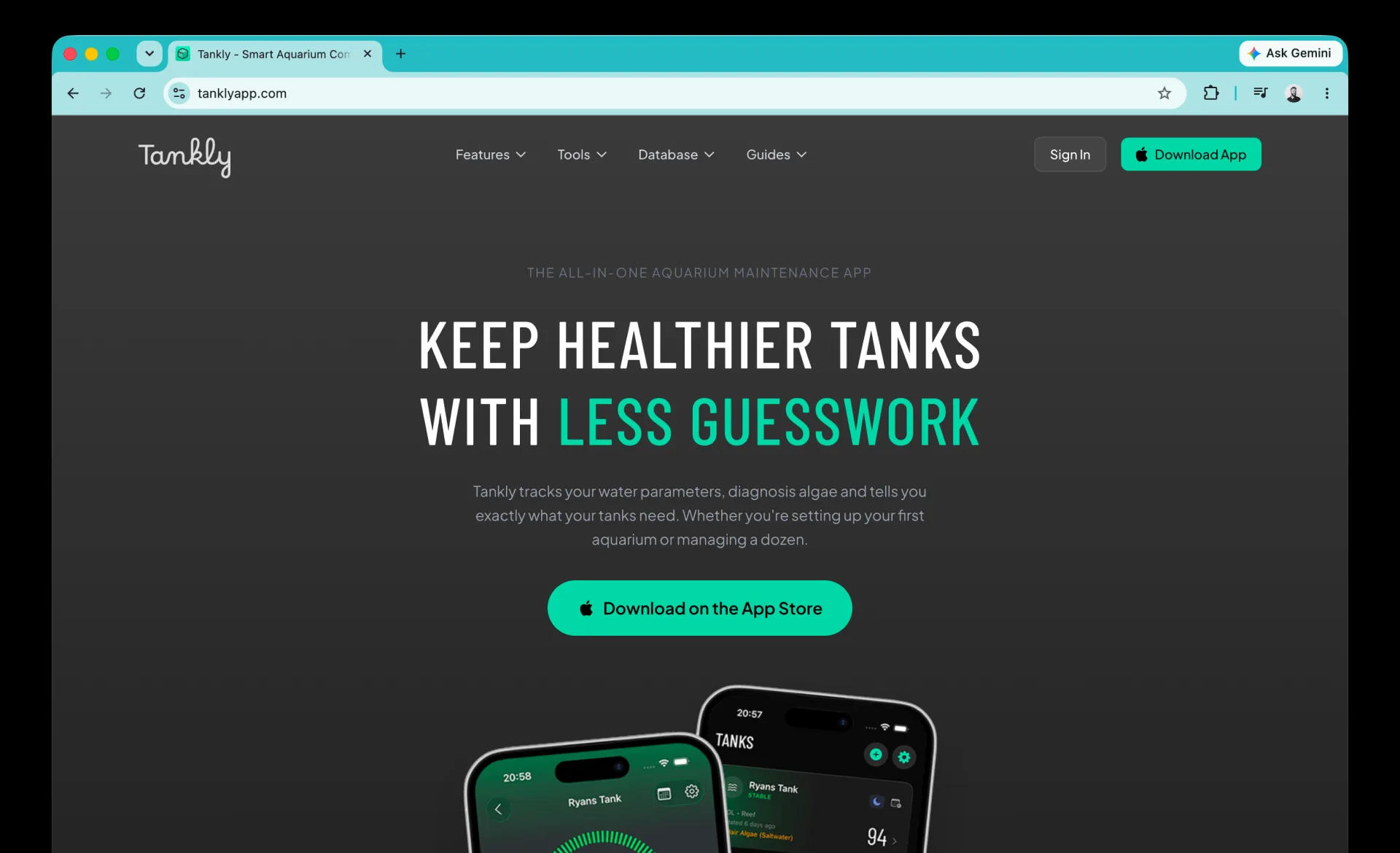 The Tankly web platform homepage